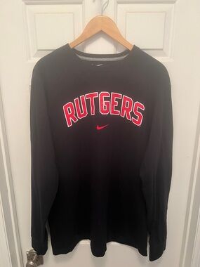Nike Black Crewneck Sweatshirt with Red Rutgers Logo